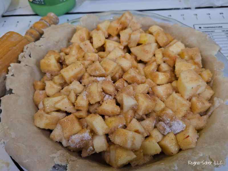 apple mixture in pie crust