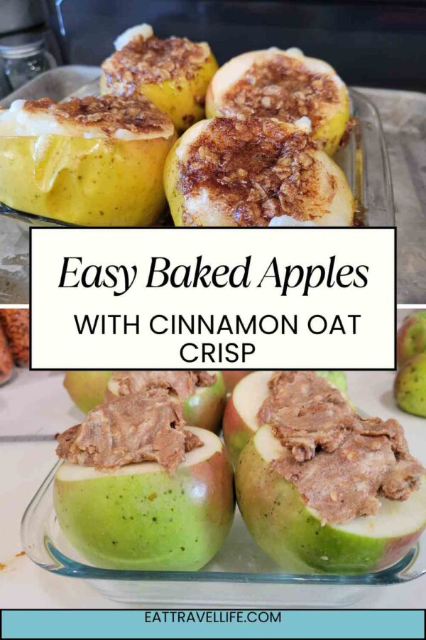 Warm baked apples stuffed with a sweet cinnamon oat crisp filling. Perfect fall dessert for Michigan apple season. Serve with ice cream or whipped cream.