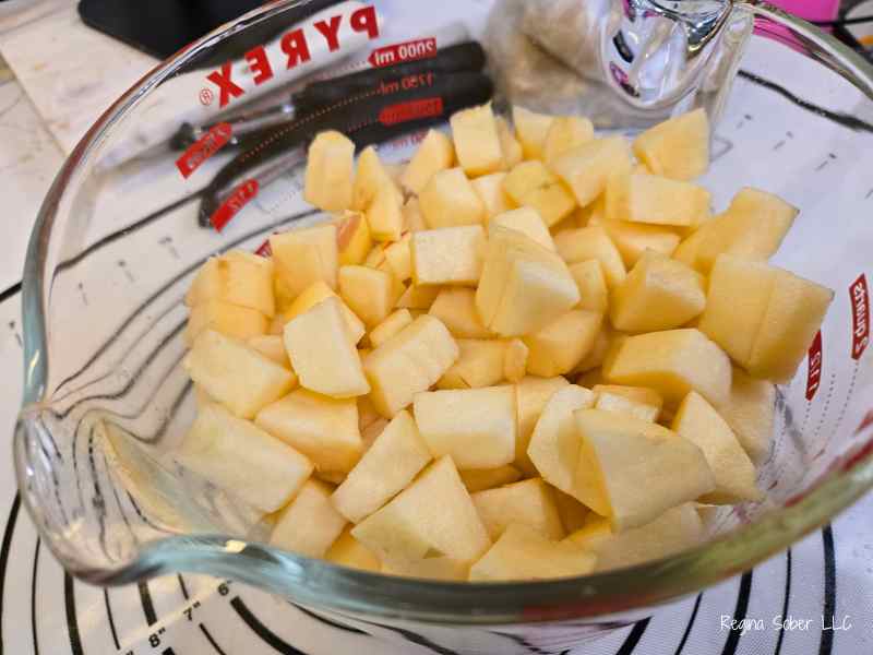 chopped apples with lemon juice