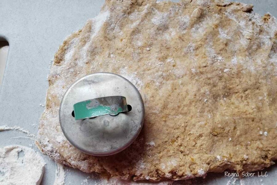 cutting scones with biscuit cutter