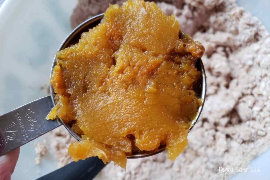add pumpkin puree to make the pumpkin scones