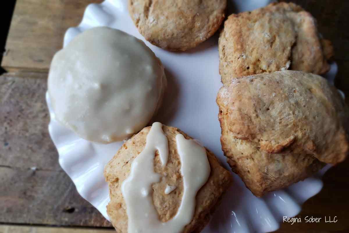 plated pumpkin scones glazed several ways