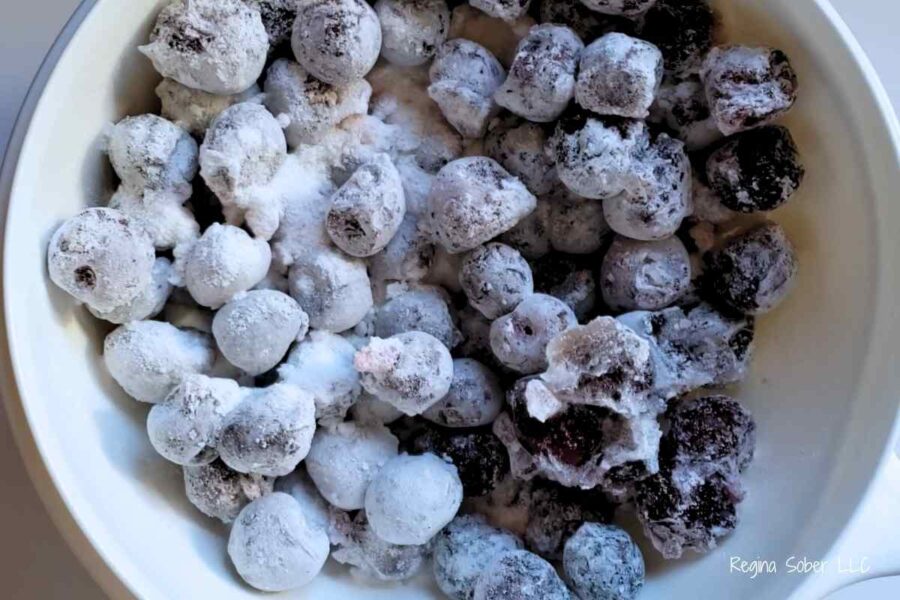 frozen cherries in a bowl