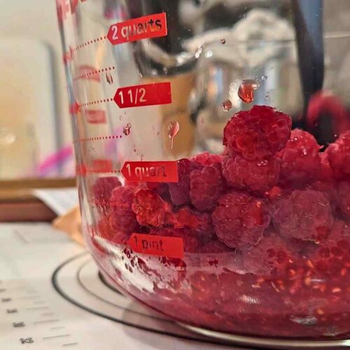 close up view of raspberries