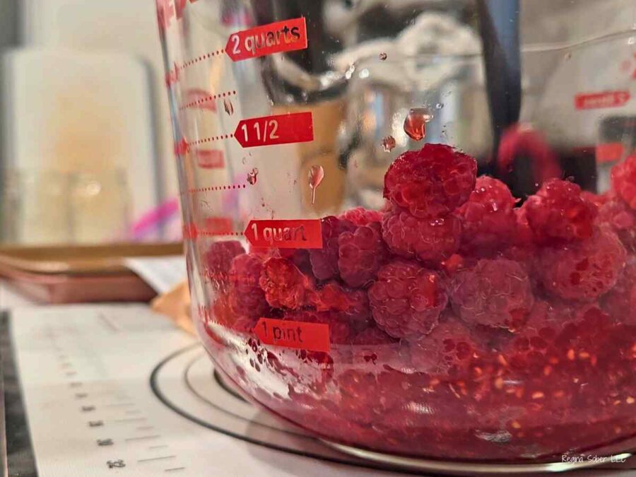 close up view of raspberries