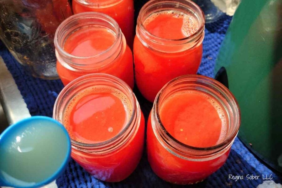 add bottled lemon juice to bring the acidity up on the tomatoes for safe water bath canning