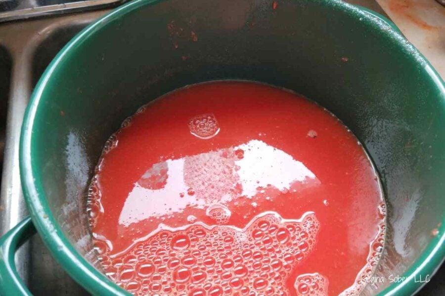 collect the juice and heat it up so it can be water bath canned