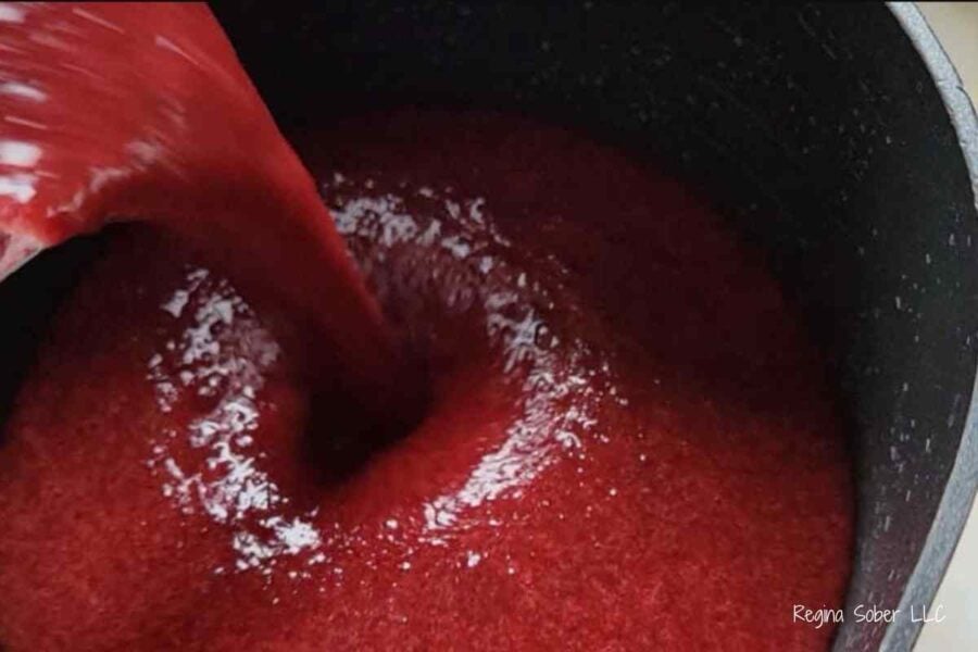 blended cherry glaze poured into pot