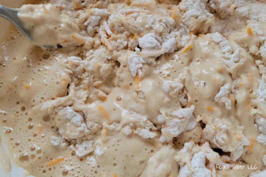 mix the bubbling beer into the batter