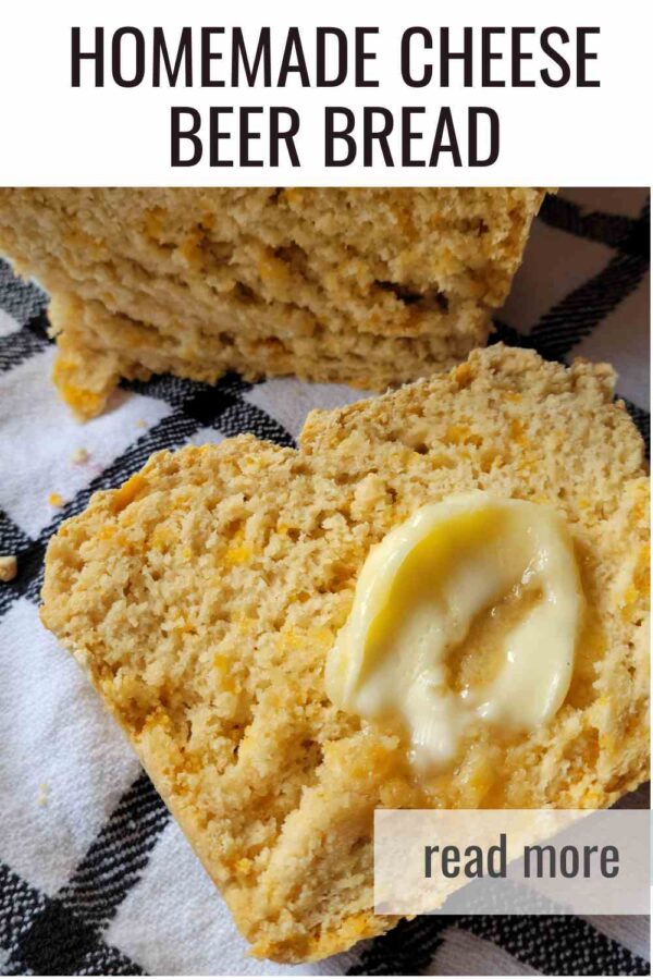 Sharp cheddar beer bread baked with lager for bold flavor. Serve with chili, soup, or make croutons.