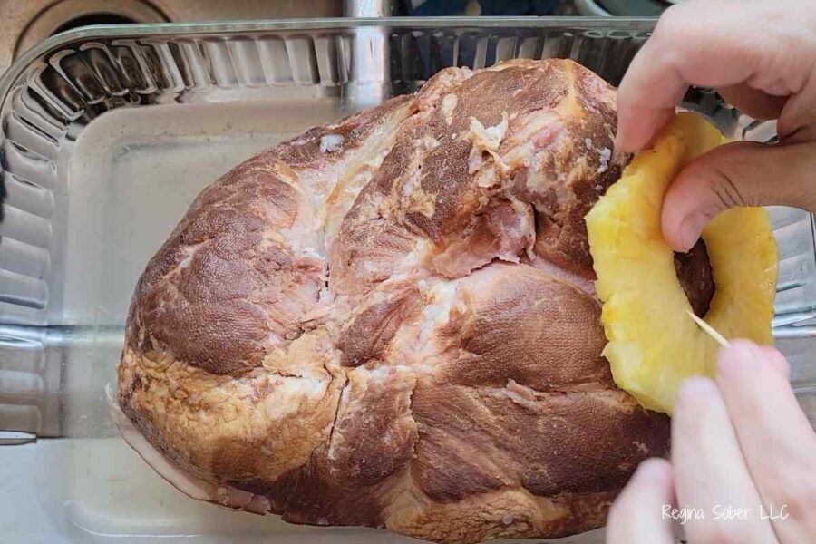 secure pineapple using toothpicks