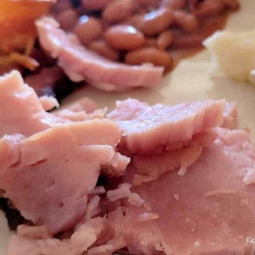 tender ham dinner plated