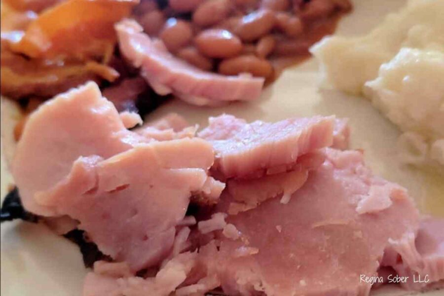 tender ham dinner plated