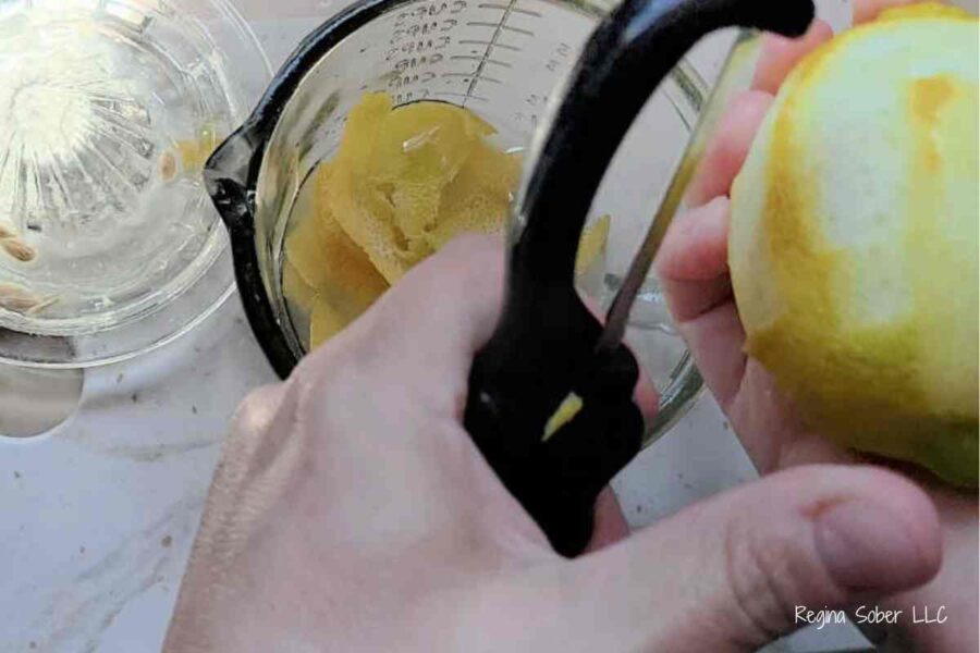 peel the lemons, but leave the white part. You should get the peel, but not the pith