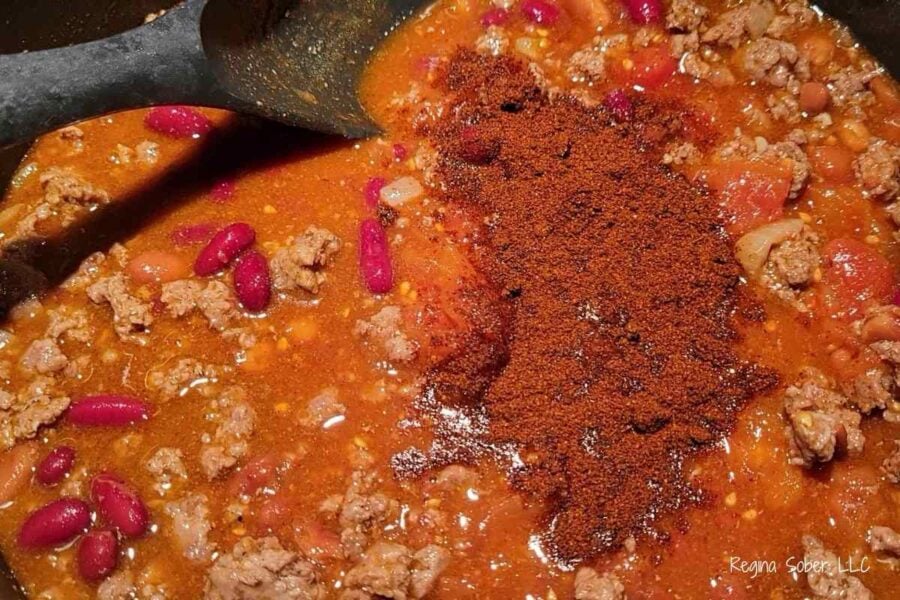 mixing chili