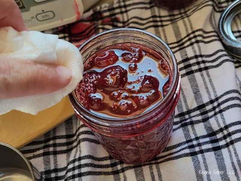 homemade jam in half pint jar