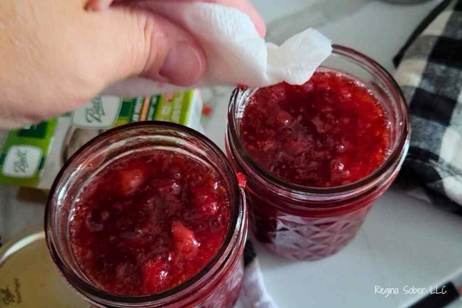 clean the rim of the jars with a clean wet towel for a good seal