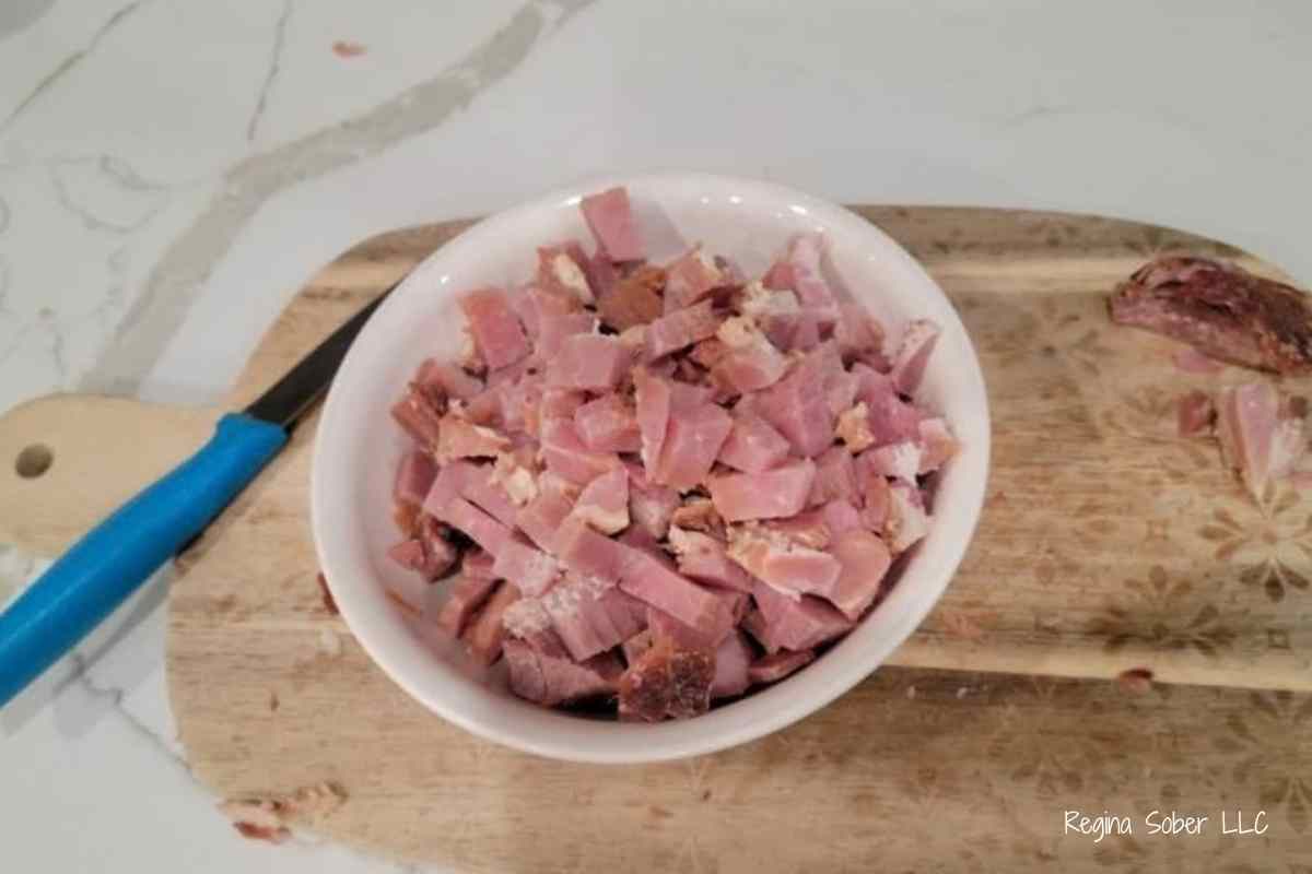 bowl of chopped ham from leftovers
