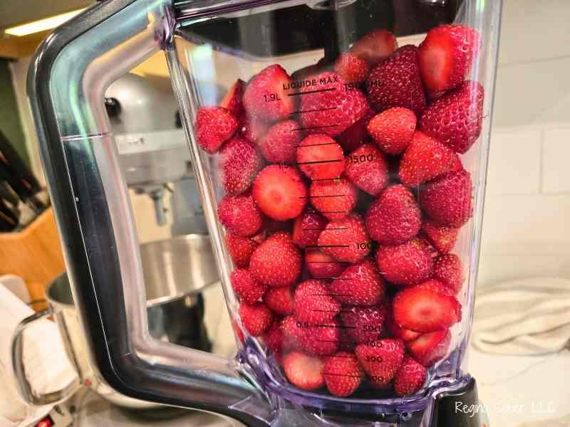 fresh michigan strawberries in blender