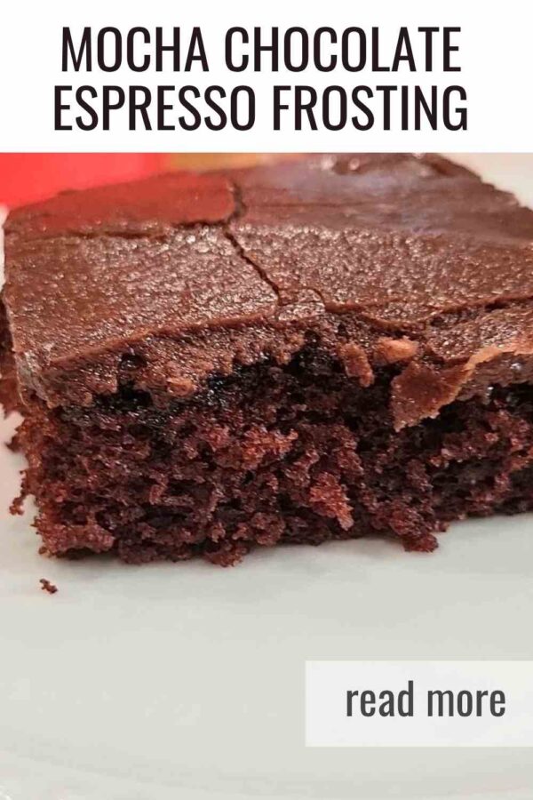 This decadent mocha espresso cake stays soft for days. Easy to make, full of bold chocolate flavor, and topped with creamy frosting.