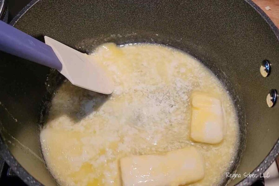 butter and buttermilk on medium heat