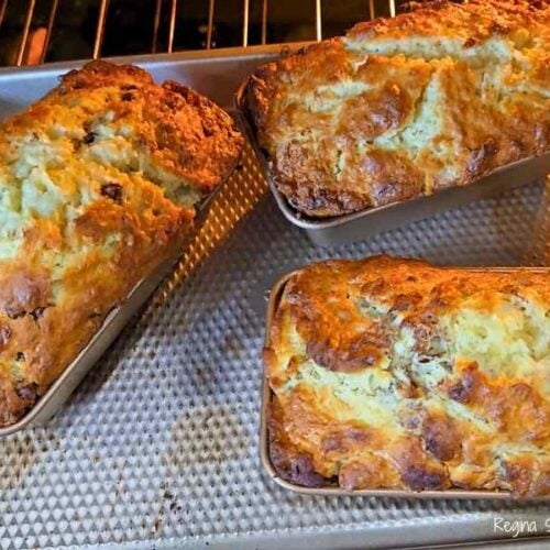 use a baking sheet to bake mini loaves of banana bread
