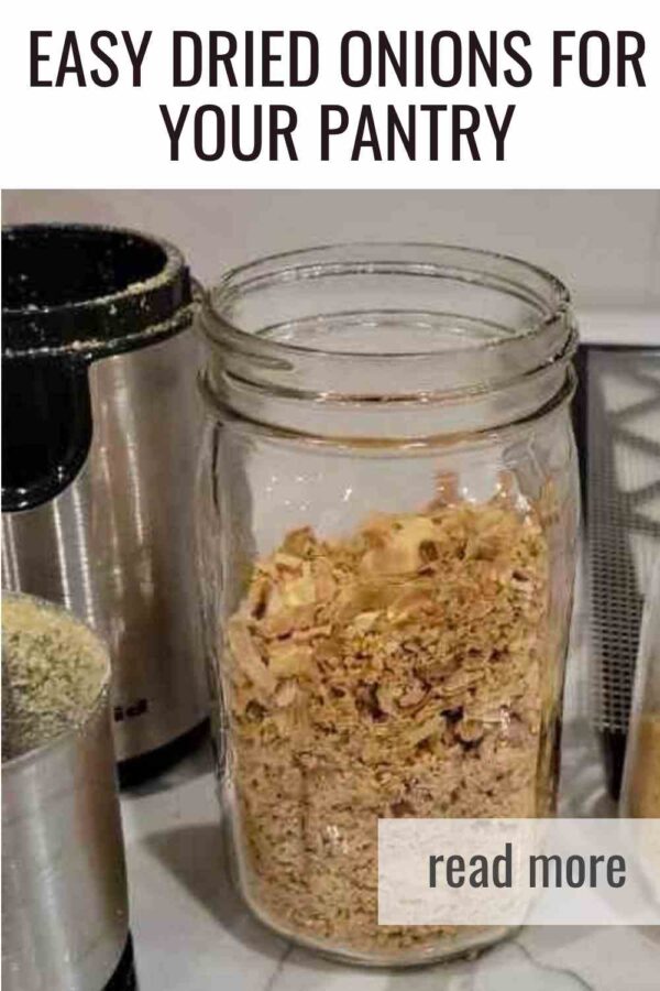 Make your own dried onions with this simple dehydrator method. Great for seasoning blends, soup mixes, and long lasting pantry storage.