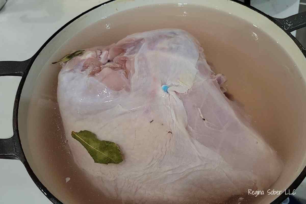 turkey breast after in brine for 24 hours in large pot