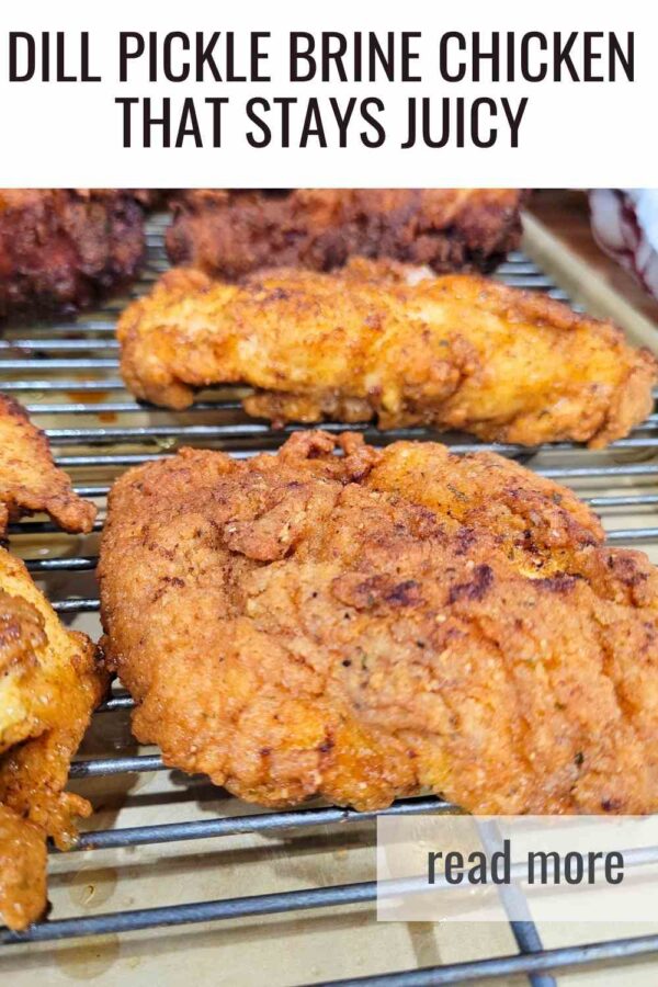 Use leftover dill pickle juice to make the most flavorful fried chicken. The brine keeps the chicken tender while the seasoned coating fries up crisp every time. Perfect for weeknight dinners or weekend cooking.