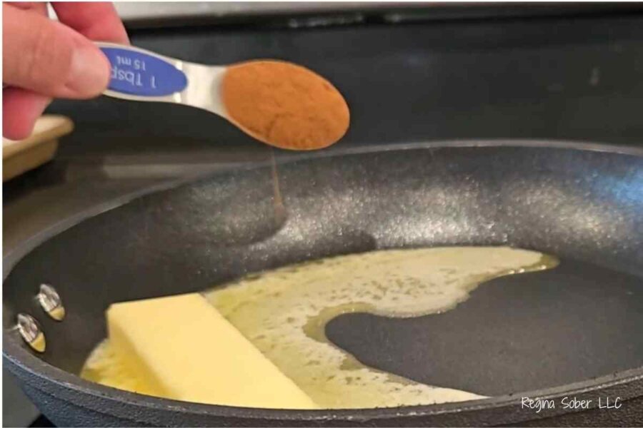 melt butter and cinnamon together