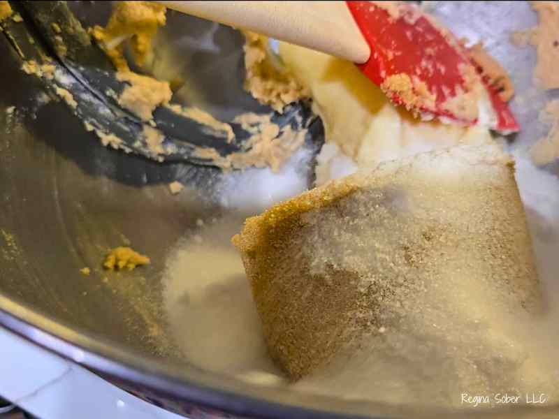 mixing brown sugar and softened butter