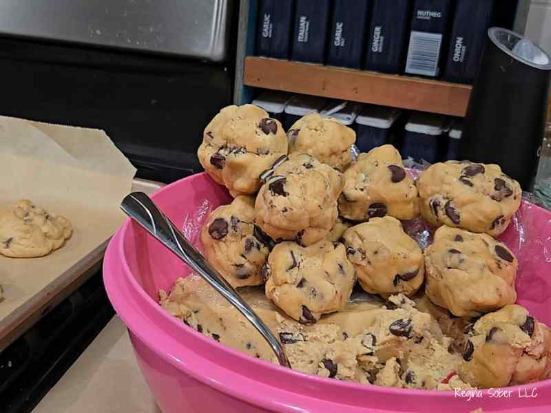 bowl of rolled cookies with mints inside