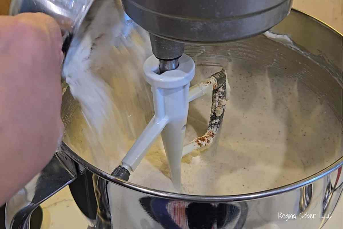flour into cookie dough