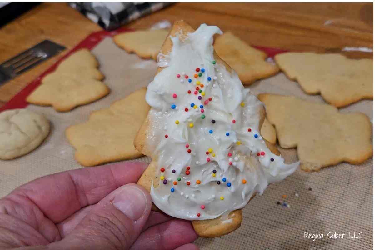 sour cream sugar cookies frosted with sprinkles