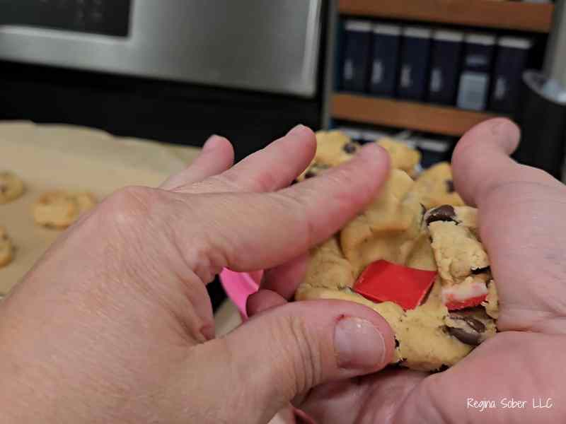 andes chocolate candy in cookie dough