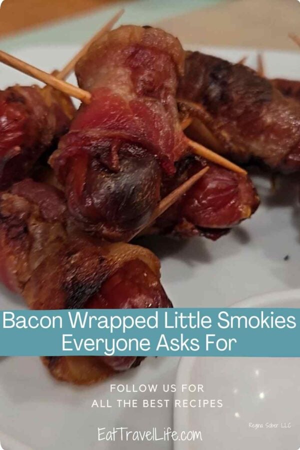 Easy bacon wrapped little smokies made with just a few ingredients. The perfect sweet and savory appetizer for any party.