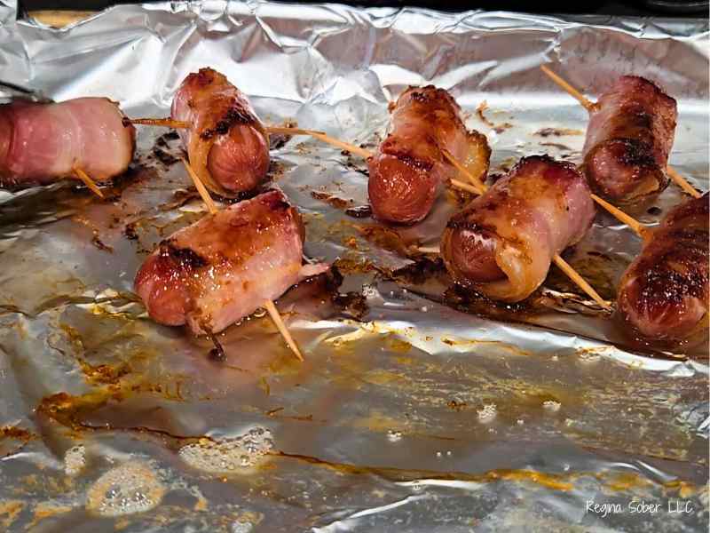 baked little smokies on baking sheet