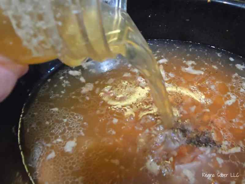 chicken stock added to slow cooker