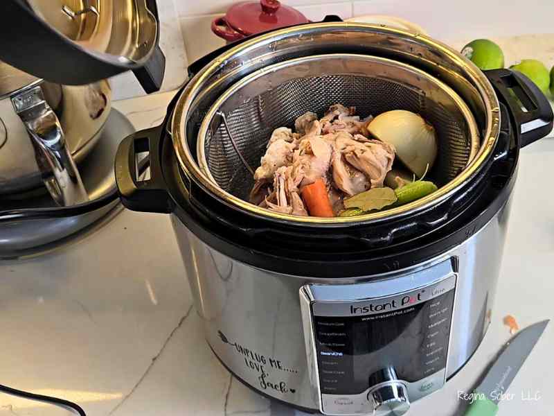 chicken ones, carrot, celery and onion with bay leaf