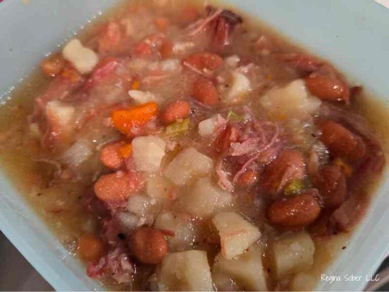 soup in freezer safe container with room to expand