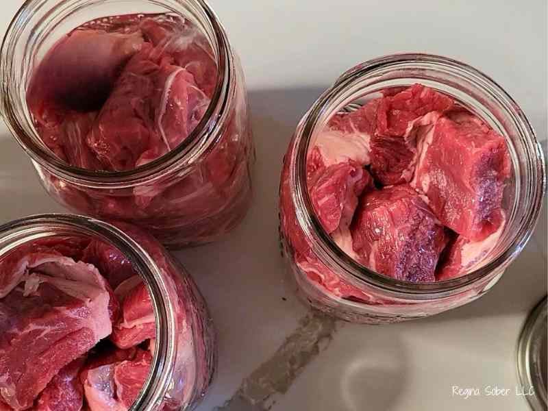 quart jars filled with beef