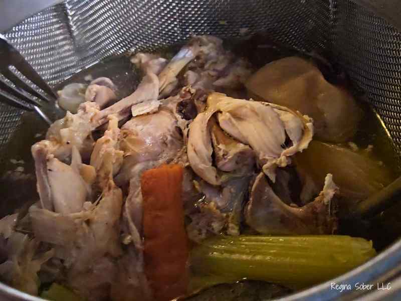 cooked bones and veggies in instant pot