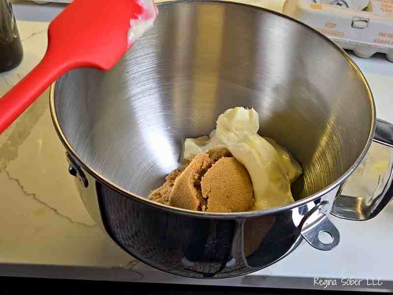 brown sugar and softened butter in a mixing bowl