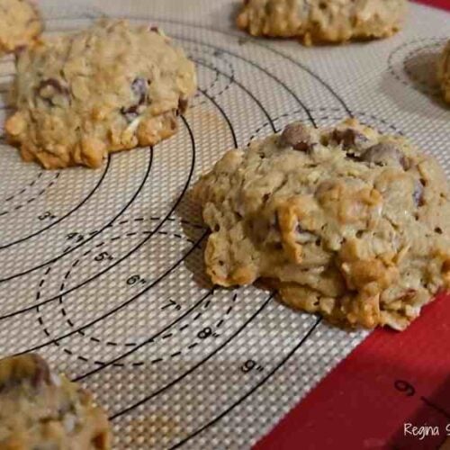 mounded oatmeal chocolate chip cookies