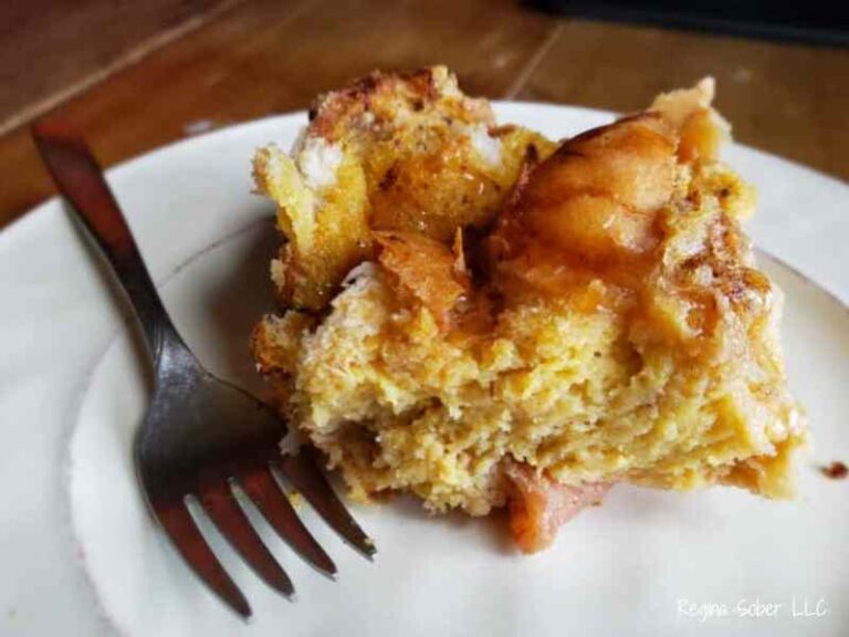 plated piece of apple pie french toast is perfect breakfast
