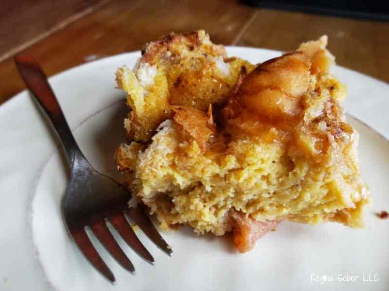 plated piece of apple pie french toast is perfect breakfast