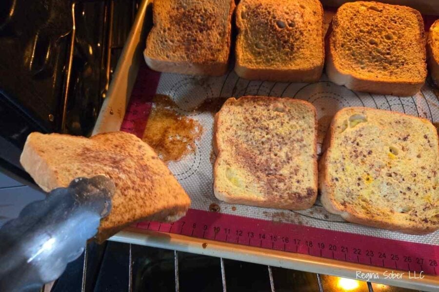 half way through baking the Texas toast, flip over to crisp both sides