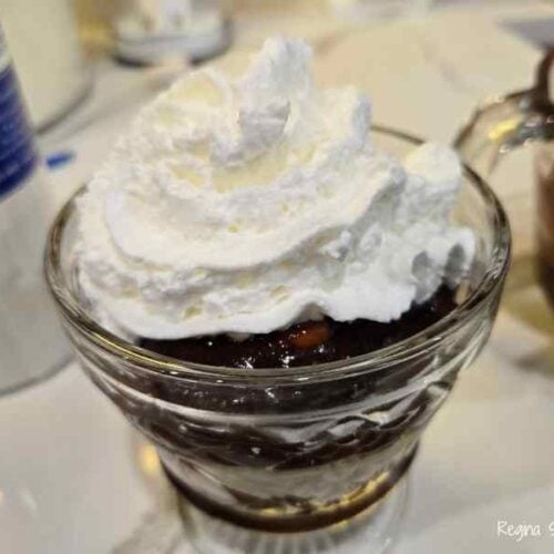 chocolate and peanut butter sauce on a sundae