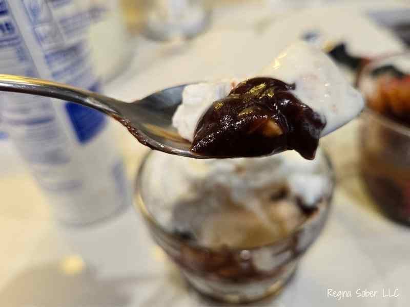 peanut butter and chocolate syrup made into a sauce for dessert toppings