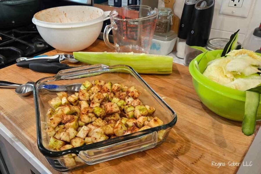 pour into 8x8 baking pan